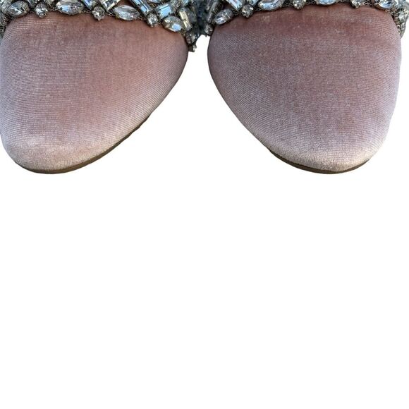 Birdies The SongBird Pink Velvet Mule Slippers Size 6.5 Crystal Embellished - Picture 9 of 11